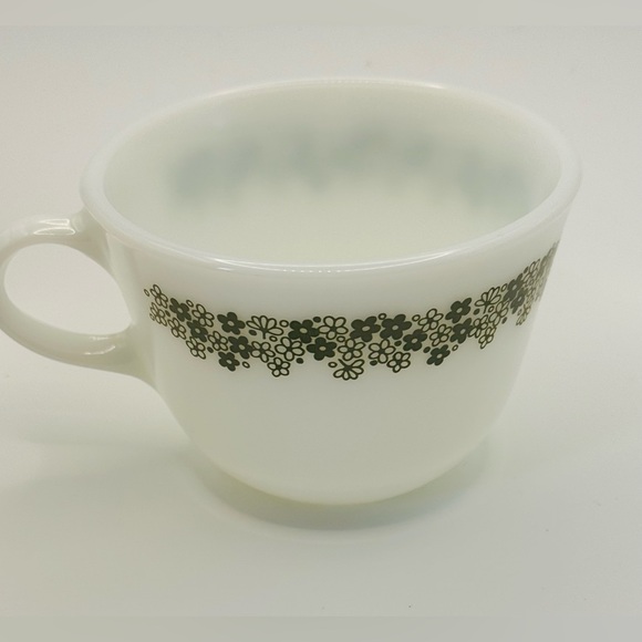 Vintage Pyrex Crazy Daisy Spring Blossom Green Milk Glass Cups Set of 6! - Picture 13 of 16